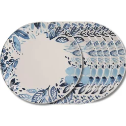 Assiette plate Jardin bleu 27 cm (lot de 6)