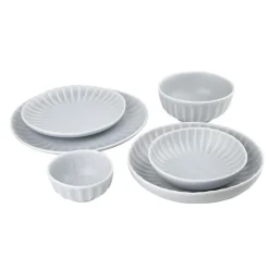Assiette Restaurant Creuse 220 ou 150 mm Corallite - Lot de 6 - Olympia - Gris - l0.1- L0.1- P0.1- h6.5- Grès