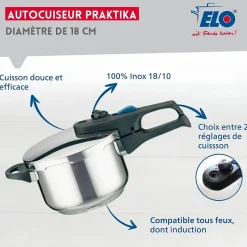 Autocuiseur 18 cm d'une capacité de 2,7 litres Elo Praktika