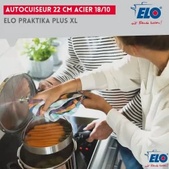 Autocuiseur vapeur en acier inoxydable 18/10 22 cm 3 à 6 litres Elo Praktika Plus XL