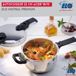 Autocuiseur vapeur en acier inoxydable 18/10 22 cm 4,5 litres Elo Mistral Premium