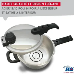 Autocuiseur vapeur en acier inoxydable 18/10 22 cm 4,5 litres Elo Mistral Premium