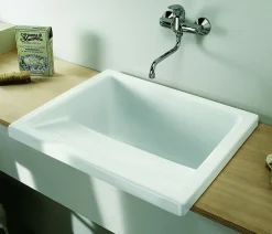 Bac à laver RIBA - Dimensions : 39 x 60 cm - Profondeur de la cuve : 34 cm - couleur : blanc brillant