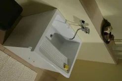 Bac à laver RIBA - Dimensions : 74 x 64 cm - Profondeur de la cuve 33 cm - couleur : blanc brillant