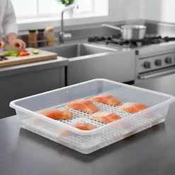 Bac de décongélation avec grille de 4,2 L (35cm x 23cm x 7.5cm) - Hôtellerie, restauration, cuisines... Sans BPA