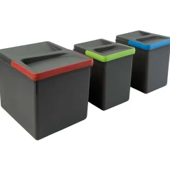 Bacs de tri pour tiroir de cuisine Recycle 1 bac de 12 litres et 2 bacs de 6 litres