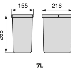 Bacs de tri pour tiroir de cuisine Recycle 2 bacs de 7 litres