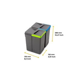 Bacs de tri pour tiroir de cuisine Recycle 2 bacs de 7 litres