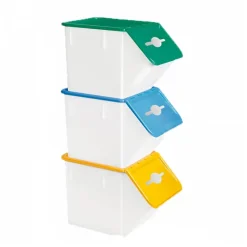 Bacs tri sélectif 40 L + couvercles - lot de 3