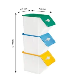 Bacs tri sélectif 40 L + couvercles - lot de 3