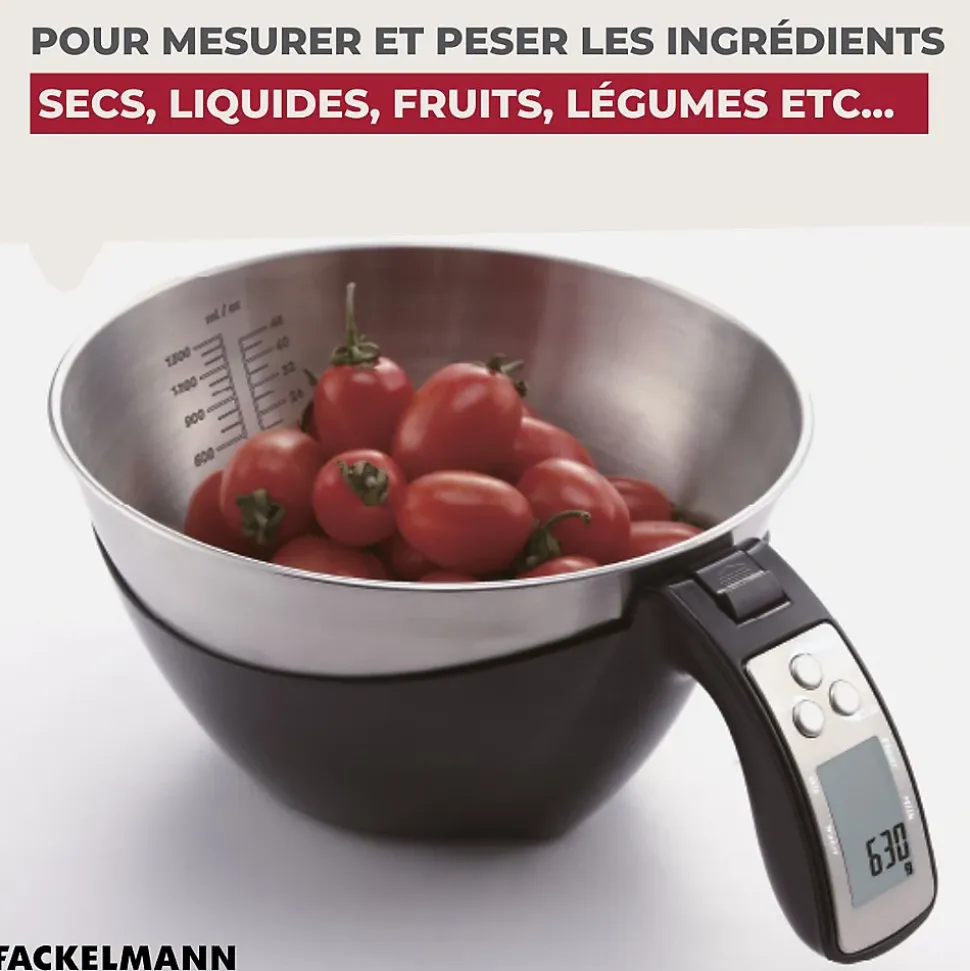 Balance de cuisine avec bol inox détachable Fackelmann