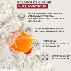 Balance de cuisine avec bol inox détachable Fackelmann