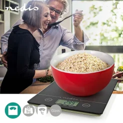 Balance de Cuisine Electronique Verre Trempé Poids Maximum 5 Kilos NEDIS