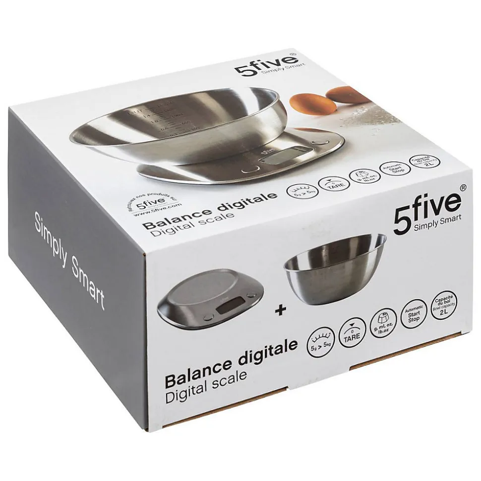 Balance digitale avec bol en inox - Argent- 5five
