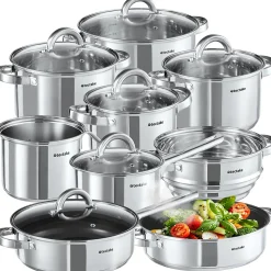 Batterie de cuisine 15 pièces en acier inoxydable pour induction
