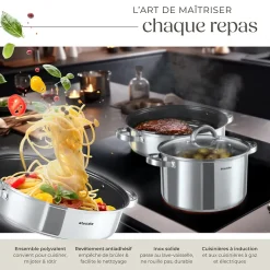 Batterie de cuisine 15 pièces en acier inoxydable pour induction