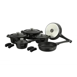 Batterie de cuisine 14 pièces Noir Royalty Line RLOS1014-BLK
