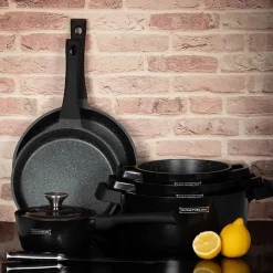 Batterie de cuisine 14 pièces Noir Royalty Line RLOS1014-BLK