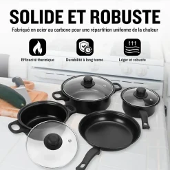 Batterie de cuisine 13 pieces avec cuilliere Noir Herzberg HG04241