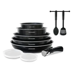 Batterie de cuisine 10 pieces Arthur Martin - Aluminium - Tous feux sauf induction - Noir