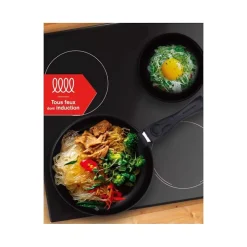 Batterie de cuisine - Tous feux dont induction - ARTHUR MARTIN - AM2991 - Aluminium revetement anti-adhésif - 10 pieces - Prune