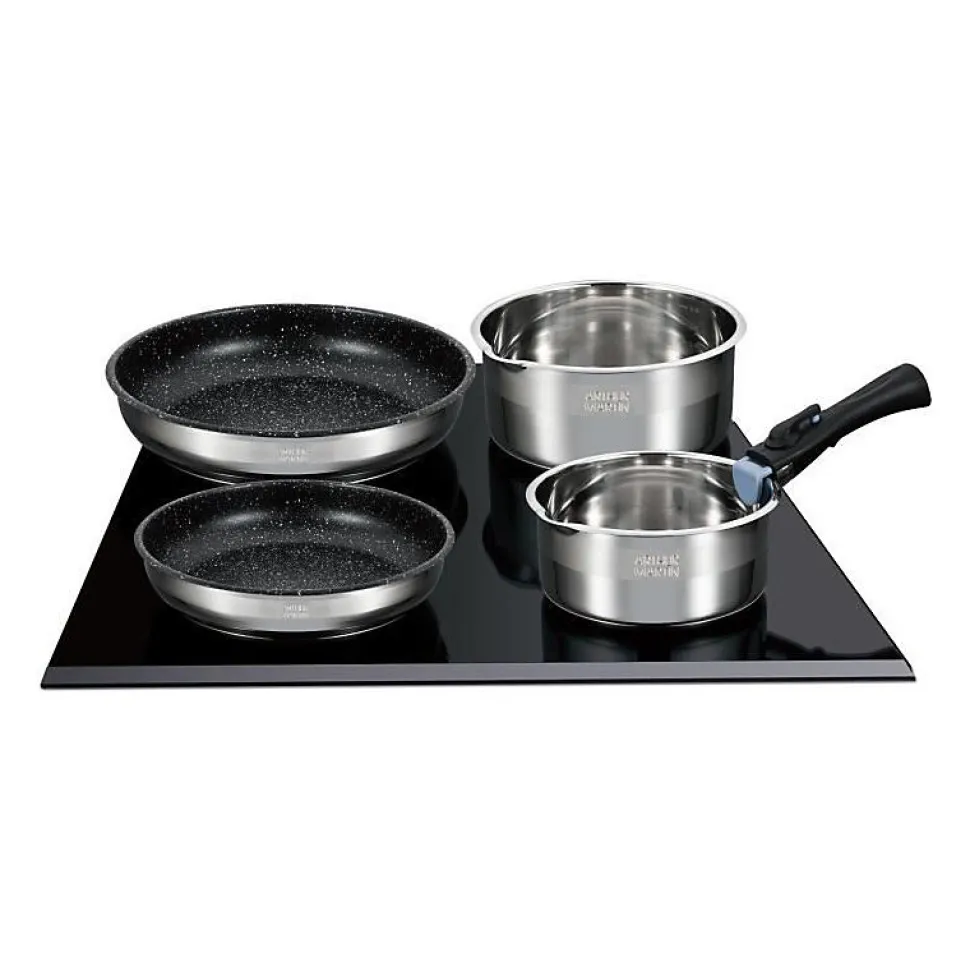 Batterie de cuisine Arthur Martin AM2493 8 pieces - Acier Inoxydable - Poignée amovible - Tous feux dont induction