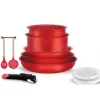 Batterie de cuisine avec manche amovible 10 pièces Rouge Arthur Martin AMR41