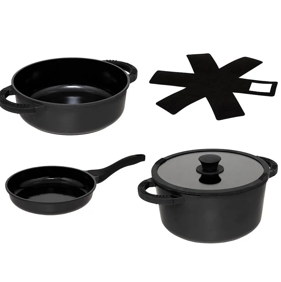 batterie de cuisine 24cm en fonte d'aluminium - Noir- 5five