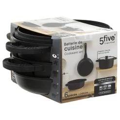 batterie de cuisine 24cm en fonte d'aluminium - Noir- 5five