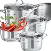 Batterie de cuisine en acier inoxydable 7 pièces pour induction