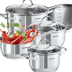 Batterie de cuisine en acier inoxydable 7 pièces pour induction