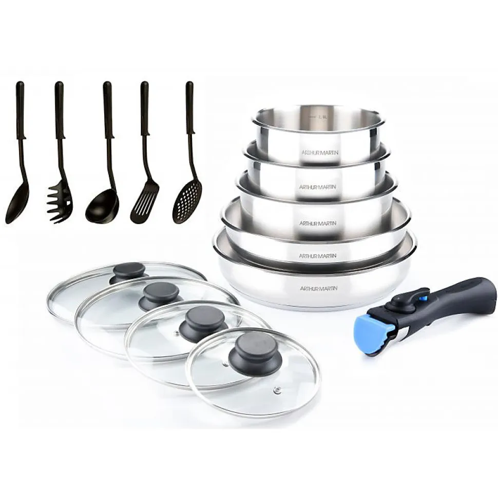 Batterie de cuisine Inox 15 Pcs Arthur Martin 5535