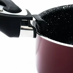 Batterie de cuisine revêtement pierre avec manche amovible 17 pièces bordeaux Herzberg HG8055-BR