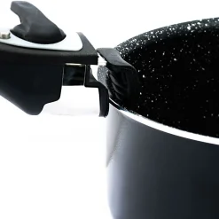 Batterie de cuisine revêtement pierre avec manche amovible 17 pièces noir Herzberg HG8055-BLK