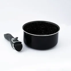 Batterie de cuisine revêtement pierre avec manche amovible 7 pièces noir Herzberg HG8053-BLK