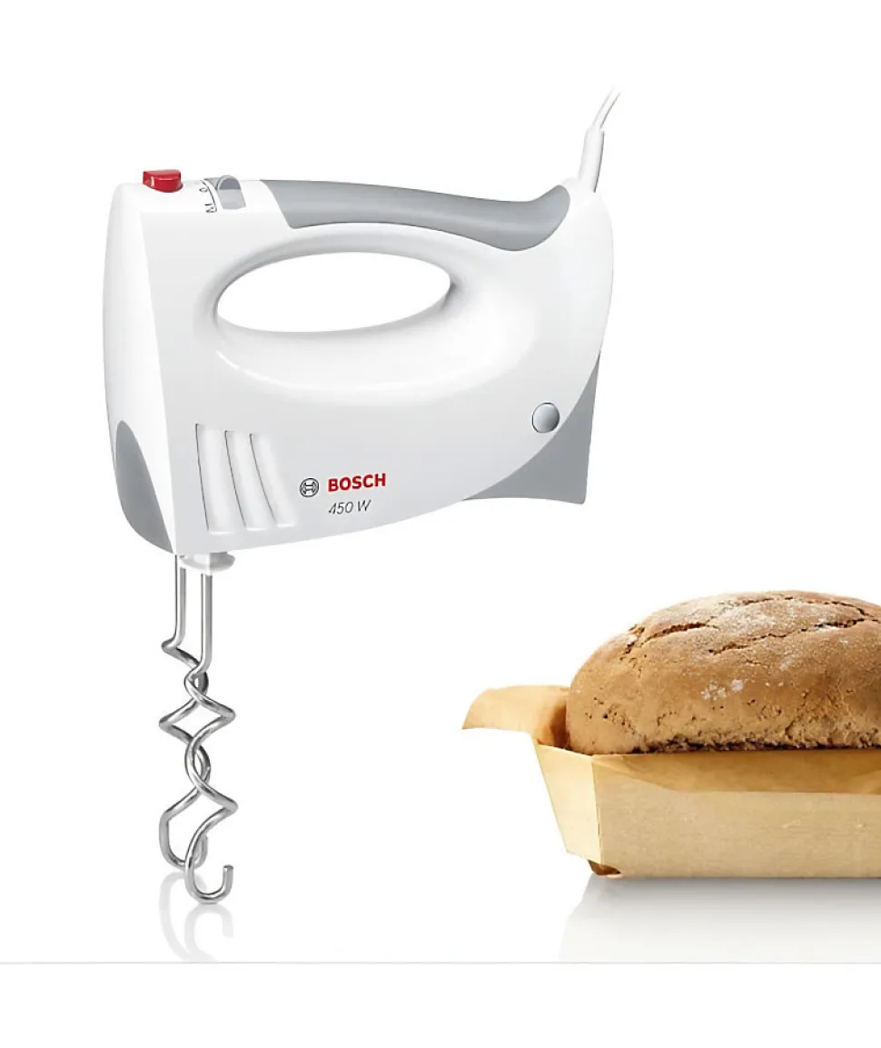 Batteur - BOSCH - MFQ3530 - 450 W - 5 vitesses - 2 fouets / 2 crochets pétrisseurs inox - Blanc / Gris