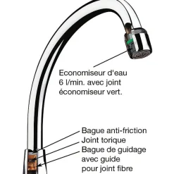 Bec par dessus - F 1/2' - 150 mm - Avec aérateur - Delabie