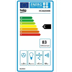 BEKO Hotte décorative 60 cm 537 m3/h HCA62540B