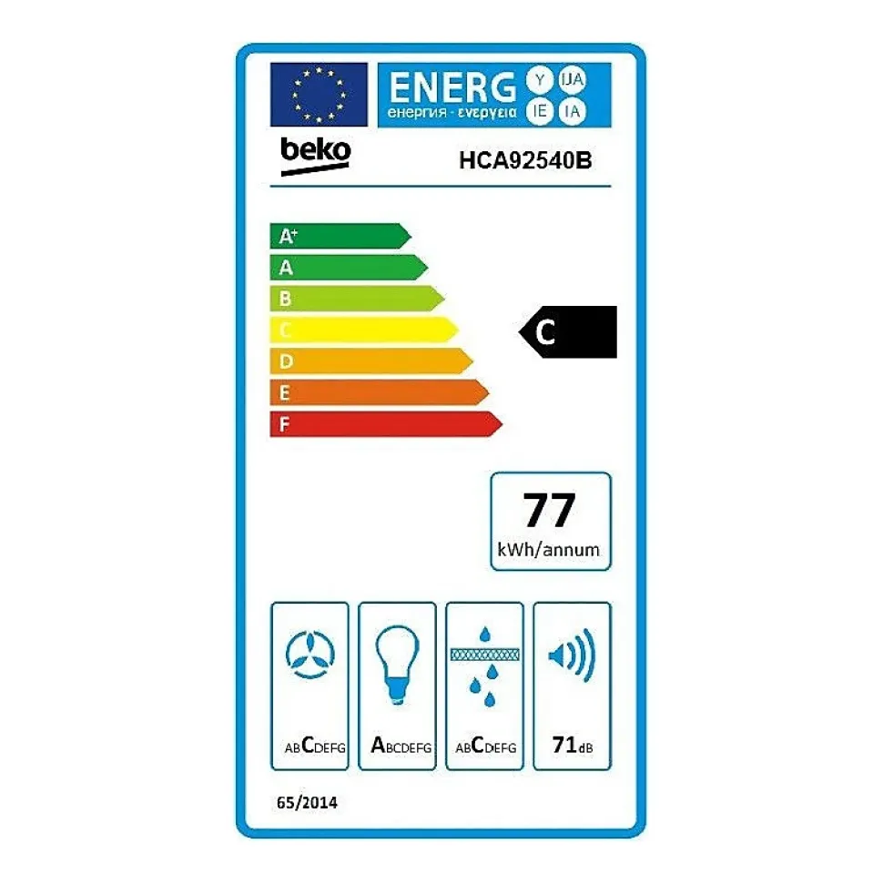 BEKO Hotte décorative 90 cm 577 m3 - HCA92540B