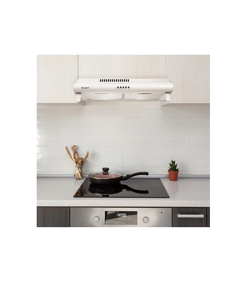 BELDEKO - Hotte Casquette / Visière 60 cm BLANC 240 m3/h 2 Filtres à charbon