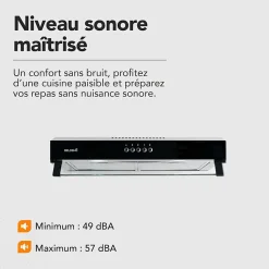 BELDEKO - Hotte Casquette / Visière RIVAGE 60 cm NOIR - 100W - 210 m3/h