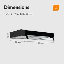 BELDEKO - Hotte Casquette / Visière RIVAGE 60 cm NOIR - 100W - 210 m3/h