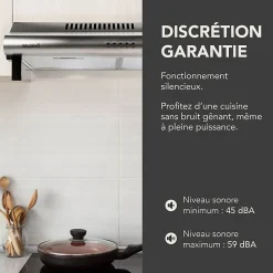 BELDEKO - Hotte Casquette / Visière 60 cm INOX 240 m3/h 2 Filtres à charbon
