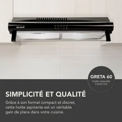 BELDEKO - Hotte Casquette / Visière 60 cm NOIR 240 m3/h 2 Filtres à charbon