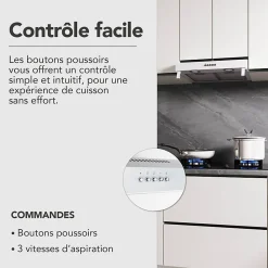 BELDEKO - Hotte Casquette / Visière RIVAGE 60 cm BLANC - 100W - 210 m3/h