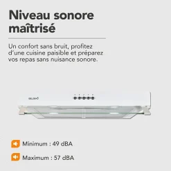 BELDEKO - Hotte Casquette / Visière RIVAGE 60 cm BLANC - 100W - 210 m3/h