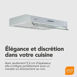 BELDEKO - Hotte Casquette / Visière RIVAGE 60 cm BLANC - 100W - 210 m3/h