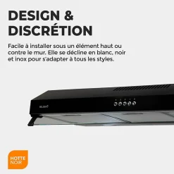 BELDEKO - Hotte casquette / visière Rivage 90 Cm - NOIR - Double moteur - 200W - 438 m3/h