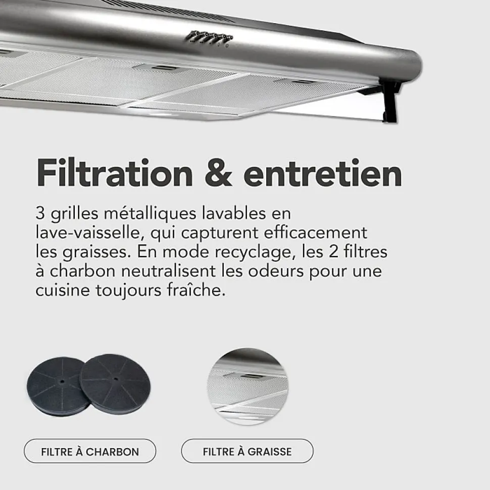 BELDEKO - Hotte Casquette / Visière 90 cm INOX 420 m3/h