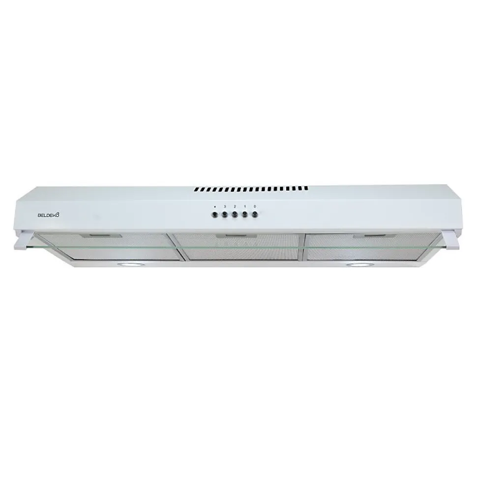 BELDEKO - Hotte casquette / Visière / Rivage 90 cm - Blanche - 200W - Double moteur - 438 m3/H
